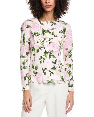 Oscar De La Renta Oscar De La Renta English Rose Printed Cardigan