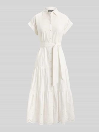 Lauren Ralph Lauren Hemdblusenkleid mit Volants in Weiss, Gr&ouml;&szlig;e 34