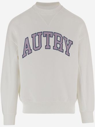 Autry Mens Cotton Sweatshirt With Logo White Sweatshirts Sweater