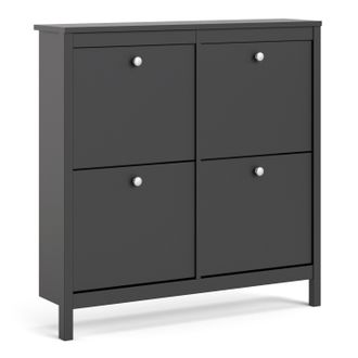 Furniture To Go Madrid Shoe Cabinet 4 Flip Down Doors in Black