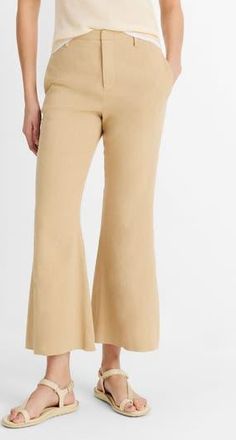 Vince Linen Blend Crop Flare Pants in Pale Nut at Nordstrom Rack, Size 16 (Similar To 14W-16W)