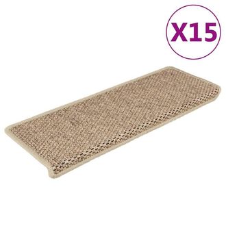 Berkfield Home Stair Mats Self-adhesive Sisal-Look 15 pcs 65x21x4 cm Sand in Beige | Size: Medium