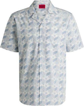 HUGO BOSS Relaxed-fit shirt in cotton with geometric-logo print