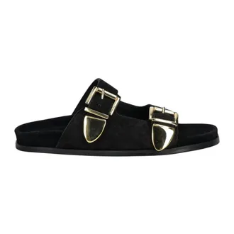 Billi Bi Schoenen, Dames, Zwart, 37 EU, Leer, Dubbele Gespslippers