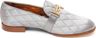 Tod's Satin Grijs Loafer Schoen - Dames - Loafers - Grijs - 38 EU - Schoenen