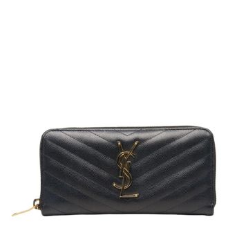 Saint Laurent Black Leather Long Wallet (Bi-Fold) (Pre-Owned)