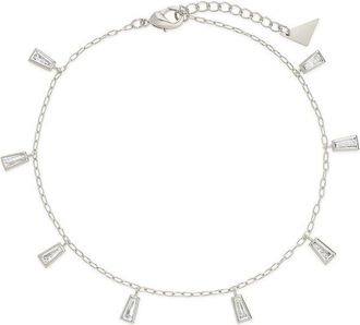 Sterling Forever Cz Lillian Ankle Bracelet
