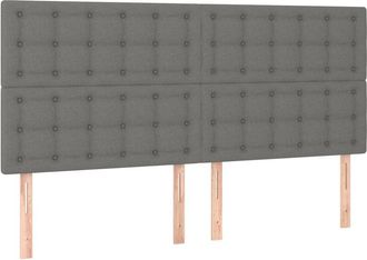 vidaXL Cabeceros 4 Unidades De Tela Gris Oscuro 90x5x78/88 Cm Vidaxl