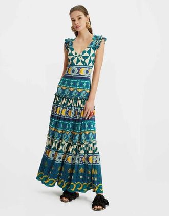 La DoubleJ Pimento Dress Plac&eacute;e Casareale Barre Emerald at Nordstrom, Size Xx-Small