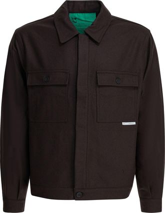 GR10K Wool Blend Overshirt Jacket Jackets And Coats Marrone-Uomo