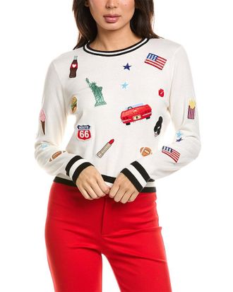 Alice & Olivia Alice + Olivia Carolann Americana Staceface Shrunk Sweater