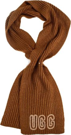 UGG Sciarpa a coste con logo - Marrone