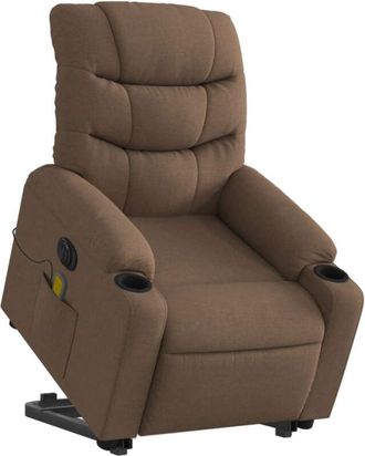vidaXL Vidaxl - Sill&oacute;n De Masaje El&eacute;ctrico Reclinable Elevable Tela Marr&oacute;n