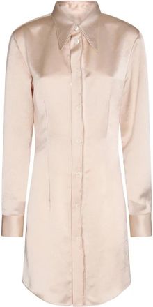 Maison Margiela Licht en Natuurlijk Witte Jurk - Dames - Shirt Kleedjes - Beige - S - Katoen - Kleedjes
