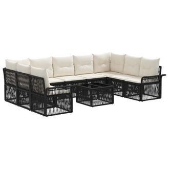 vidaXL Conjunto De Sof&aacute;s De Jard&iacute;n 10 Uds. Negro Rat&aacute;n Sint&eacute;tico Vidaxl