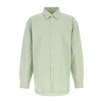 Dries Van Noten Casual Shirts, male, Green, Size: L Embroidered poplin Croom shirt