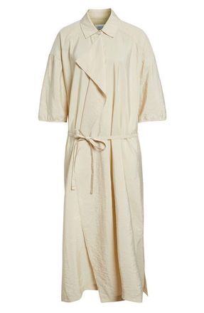 Christophe Lemaire Asymmetric Silk Blend Shirtdress in Oat Milk at Nordstrom, Size 10 Us