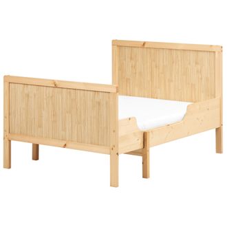 Beliani Cama Convertible Extensible Para Ni&ntilde;os Peque&ntilde;os Madera De Pino 90 X130/160/200 Cm Con Somier De L&aacute;minas Madera Clara Montigny