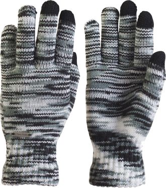 TrailHeads Womens Space Dye Touch Screen Knit Gloves - black & white