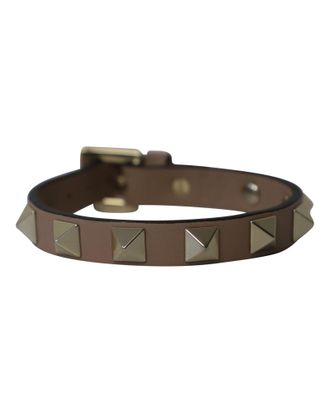 Valentino Pre-owned Womens Garavani Rockstud Bracelet in Brown Calfskin Leather Leather (archived) - One Size