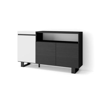 Skraut Home Aparador efecto madera blanco y negro 150x35x87cm con patas