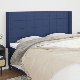 vidaXL Cabecero Con Orejas De Tela Azul 203x16x118/128 Cm Vidaxl