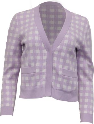 Maje Mystyle Checkered Cardigan in Purple Viscose