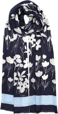 Echo Scribble Floral Silk Oblong in Navy at Nordstrom