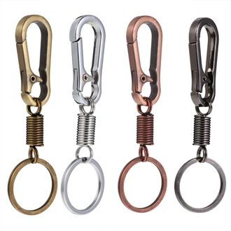 WINOMO 4pcs Spiral Retractable Spring Coil Keychain Theftproof Anti-lost Stretch Cord Key Ring with Metal Lobster Clasp for Wallet Phones (Random Color)