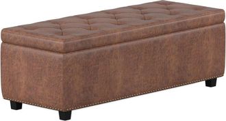 Simpli Home Hamilton 48In Transitional Rectangle Storage Ottoman