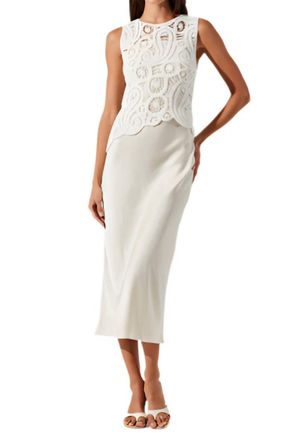 Astr Martina Midi Sweater Dress In White Champagne