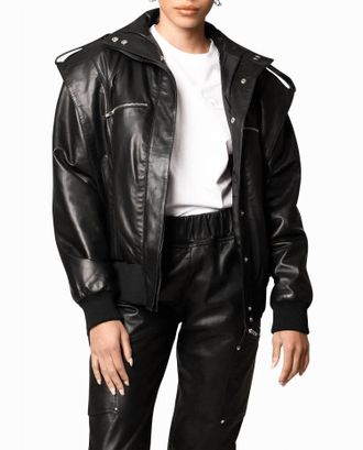 Nicole Miller Leather Space Jacket In Black