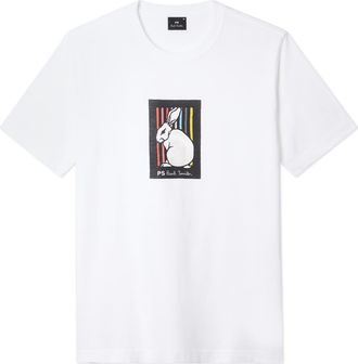 Paul Smith Regular Fit Rabbit Organic Cotton Graphic T-Shirt in White at Nordstrom, Size Xx-Large