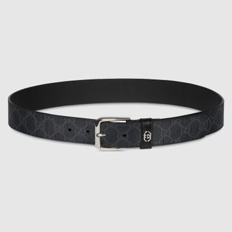 Gucci Belt With Interlocking G Detail, Size Gucci 100, Black, GG Canvas
