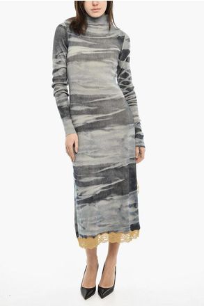 Diesel Knit Maxi Dress M-ARLENA with Lace Hem size L