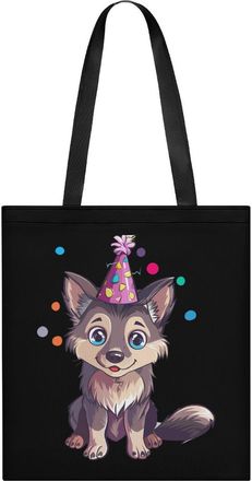 Generic Birthday Wolf Tote Bag for Women Men Shoulder Bags Purses Pouch Handbags