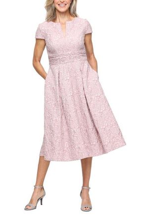 Alex Evenings Floral Embossed Cocktail Dress in Blush at Nordstrom, Size 12