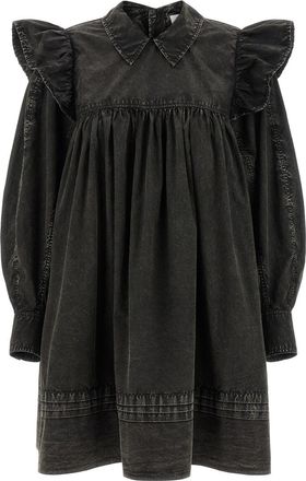 Ganni Black Washed Mini Shirt Dress