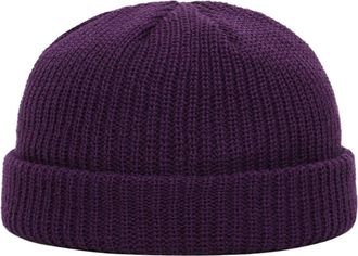 Generic Beanie Hat Men Winter Fisherman Beanie Plain Trawler Beanie Knitted Cuffed Skullcap Purple