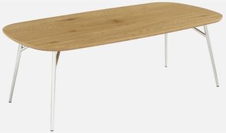 Sweeek Mesa De Centro Rectangular Con Patas Cromadas Y Decoraci&oacute;n De Madera