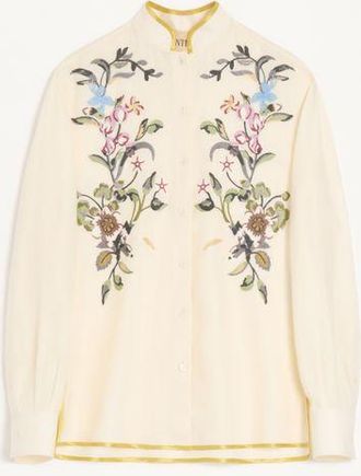 Valentino Camicia In Lino Ricamata Donna AVORIO 36