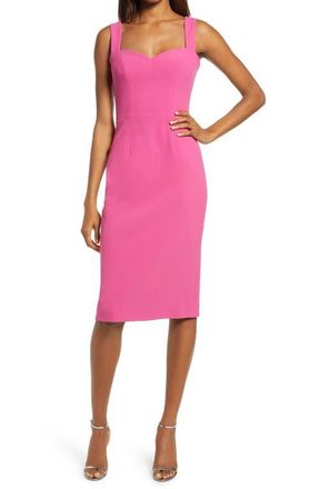 Dress The Population Nicole Sweetheart Neck Cocktail Dress in Hibiscus at Nordstrom, Size X-Large