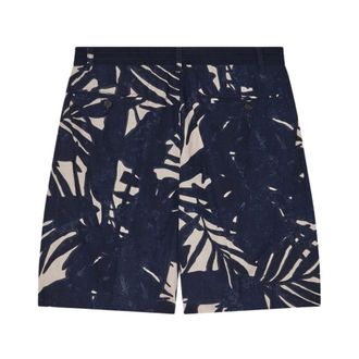 Emporio Armani Casual Shorts, male, Blue, Size: L Linen-blend Bermuda Shorts with All-over Pattern