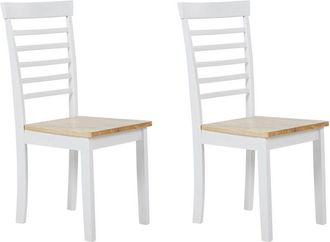 Beliani Set of 2 Dining Chairs BATTERSBY Wood White