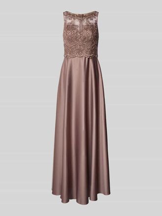 Laona Abenkleid aus Satin mit Spitze in Mittelbraun, Gr&ouml;&szlig;e 32