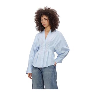 Catwalk Junkie Overhemden, Dames, Blauw, XS, Leer, Dames Blouses Blouse With Waist Pleats