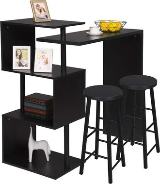 Woltu Tavolo Con 2 Sgabelli Alti Set Mobili Da Bar Bancone Per Cucina In Acciaio Nero - Woltu