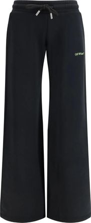 Off-white Wide-Leg Cotton Sweatpants With Drawstring Waistband
