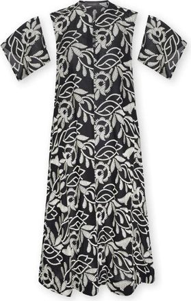 Elena Miro Geborduurd Katoenmix Jurk - Dames - Casual kleedjes - Zwart - M - Katoen - Kleedjes