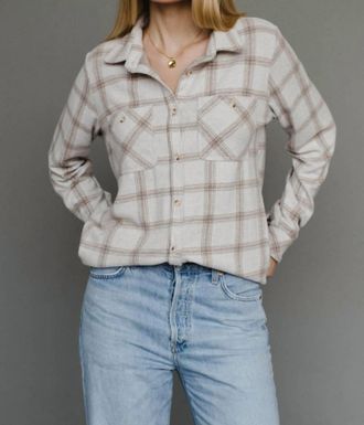 Panache Button Up Shirt In Tan & Brown Plaid